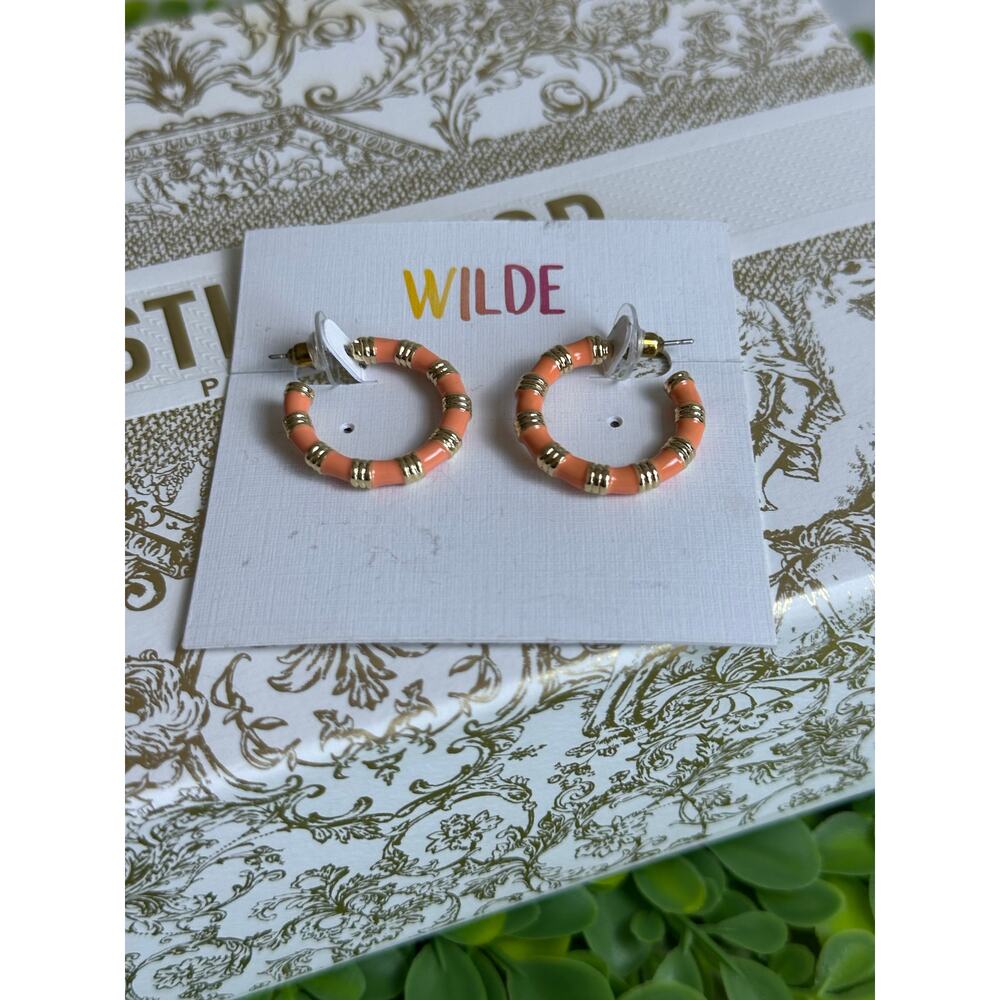BOGO FREE Wilde enamel hoop, orange 1 inch earrings